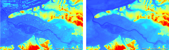 Comparison between 5m resolution DSM and DTM (Chiba,Japan)