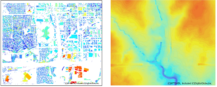 左:DHM(Digital Height Model) 右:DTM(Digital Terrain Model)