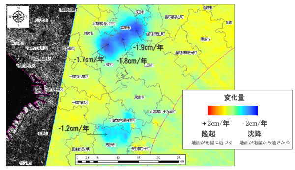 地表面の変位量を計測
