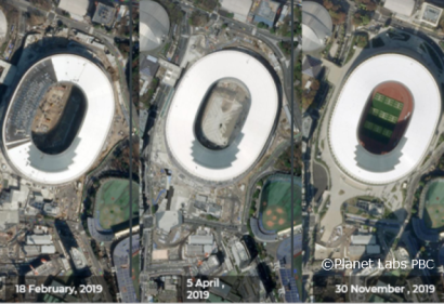PlanetScope衛星画像（国立競技場の建設）